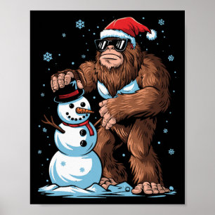 Bigfoot Santa Snowman Kinder Jongens Mannen Kerstm Poster