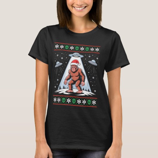Bigfoot Santa Ufo Alien Funny Ugly Christmas Sweat (Devant)