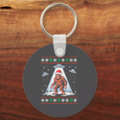 Bigfoot Santa Ufo Alien Funny Ugly Christmas Sweat Sleutelhanger (Voorkant)
