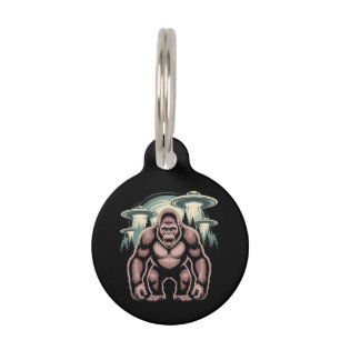 Bigfoot Sasquatch Alien UFO Grappig Grafisch Ontwe Huisdierpenning