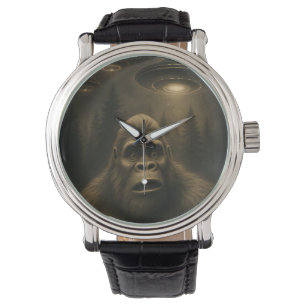 Bigfoot Sasquatch Alien UFO Grappig Horloge