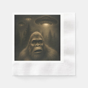 Bigfoot Sasquatch Alien UFO Grappig Servet