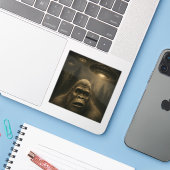 Bigfoot Sasquatch Alien UFO Grappig Sticker (Laptop met iPhone)