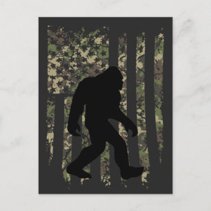 Bigfoot Sasquatch American Camouflaged USA Flag T- Briefkaart