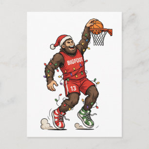 Bigfoot Sasquatch Basketbal Kerstmis 2026 Vakantie Briefkaart