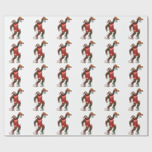 Bigfoot Sasquatch Basketbal Kerstmis 2026 Vakantie Cadeaupapier