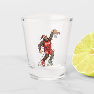 Bigfoot Sasquatch Basketbal Kerstmis 2026 Vakantie Shot Glas