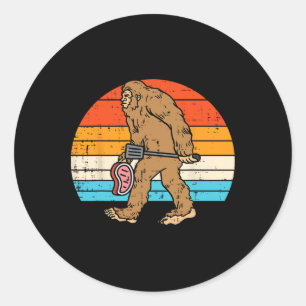 Bigfoot Sasquatch BBQ Retro Byrbecue Grillen Manne Ronde Sticker