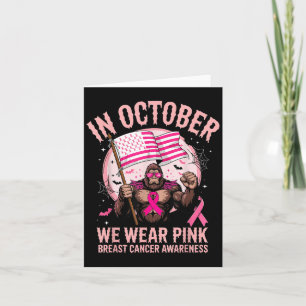 Bigfoot Sasquatch Borstkanker Bewustzijn Roze Lint Kaart