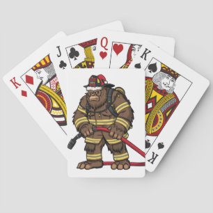 Bigfoot Sasquatch Brandweerman Kerstmis 2026 Pokerkaarten