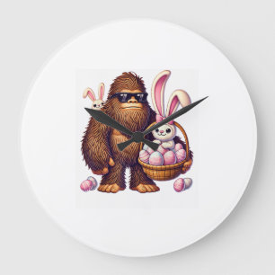 Bigfoot Sasquatch Bunny Pasen Eieren Retro Mannen  Grote Klok