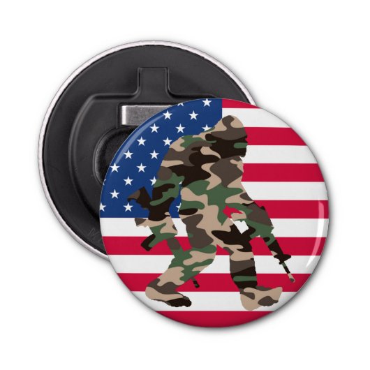 Bigfoot Sasquatch Camo Button Flesopener (Voorkant)
