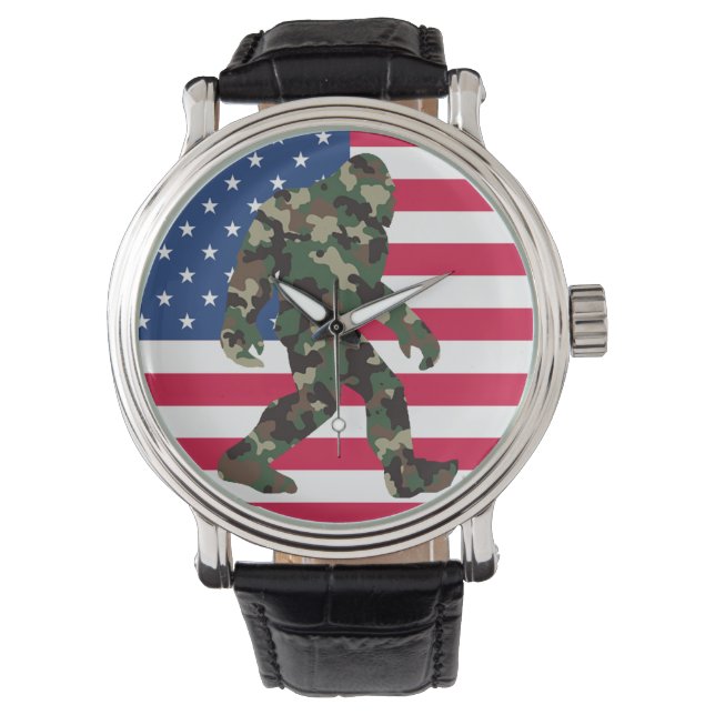 Bigfoot Sasquatch Camo Horloge (Voorkant)