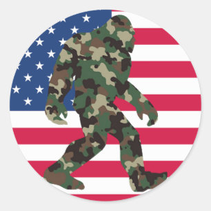 Bigfoot Sasquatch Camo Ronde Sticker