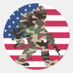 Bigfoot Sasquatch Camo Ronde Sticker