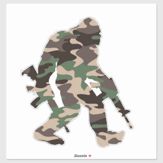 Bigfoot Sasquatch Camo Sticker (Vel)