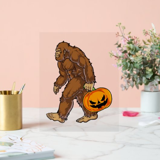 Bigfoot Sasquatch Carry Scary Pumpkin T shirt Acryl Bord (Huwelijk)