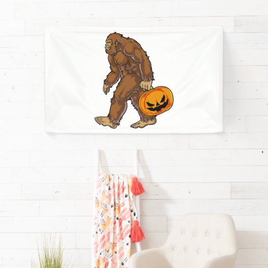 Bigfoot Sasquatch Carry Scary Pumpkin T shirt Spandoek (Insitu)