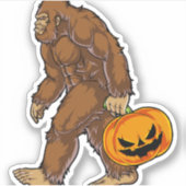 Bigfoot Sasquatch Carry Scary Pumpkin T shirt Sticker (Voorkant)