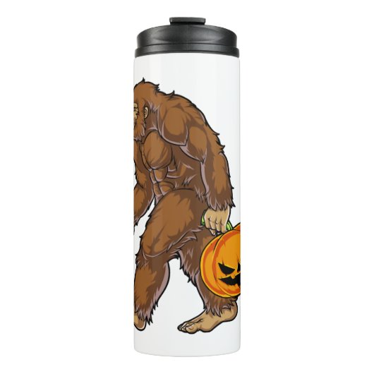 Bigfoot Sasquatch Carry Scary Pumpkin T shirt Thermosbeker (Voorkant)