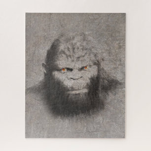BIGFOOT SASQUATCH DRAWING PORTRAIT ORANJE OGEN LEGPUZZEL