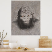 BIGFOOT SASQUATCH DRAWING PORTRAIT ORANJE OGEN POSTER (Keuken)