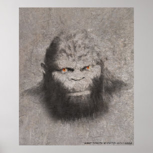 BIGFOOT SASQUATCH DRAWING PORTRAIT ORANJE OGEN POSTER