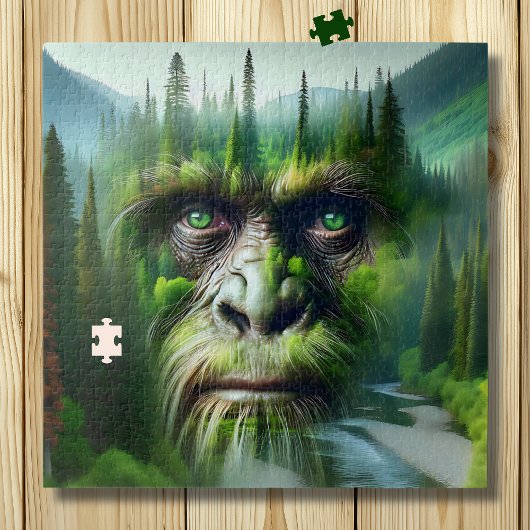 Bigfoot Sasquatch dubbele belichting met bos Legpuzzel