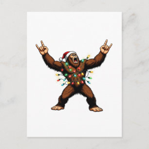 Bigfoot Sasquatch Duivelhoorns Kerstmis 2026 Rock Briefkaart