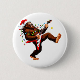 Bigfoot Sasquatch Elektrische Gitaar Kerstmis 2026 Ronde Button 5,7 Cm