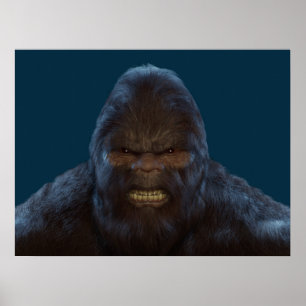 BIGFOOT SASQUATCH FACE PORTRATRATRAT III POSTER