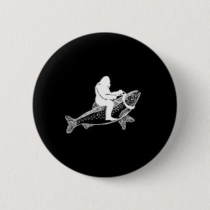 Bigfoot Sasquatch Fly Fishing Forel Visser Vint Ronde Button 5,7 Cm