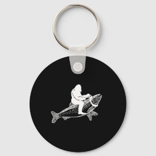 Bigfoot Sasquatch Flyvissen Forel Visser Vint Sleutelhanger