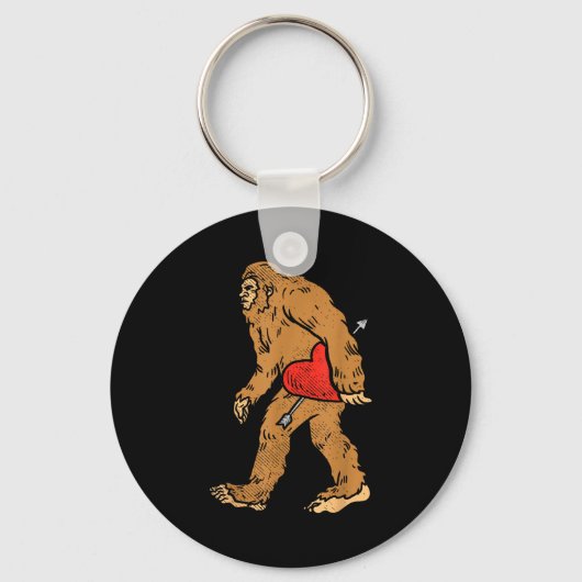 Bigfoot Sasquatch Heart With Arrow Funny Valentine Sleutelhanger (Voorkant)