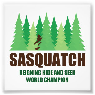 Bigfoot Sasquatch Huid en Seek World Champion Foto Afdruk