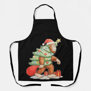 Bigfoot Sasquatch Kerstboom Kerstlichten Schort