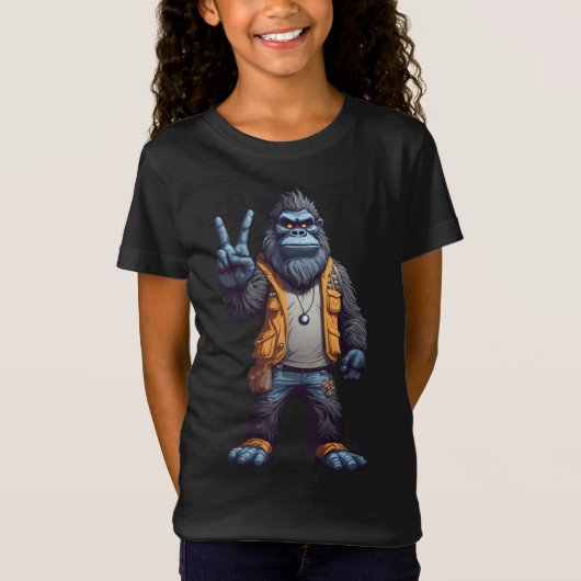 Bigfoot Sasquatch Knipperend Vredesbord T-shirt (Voorkant)