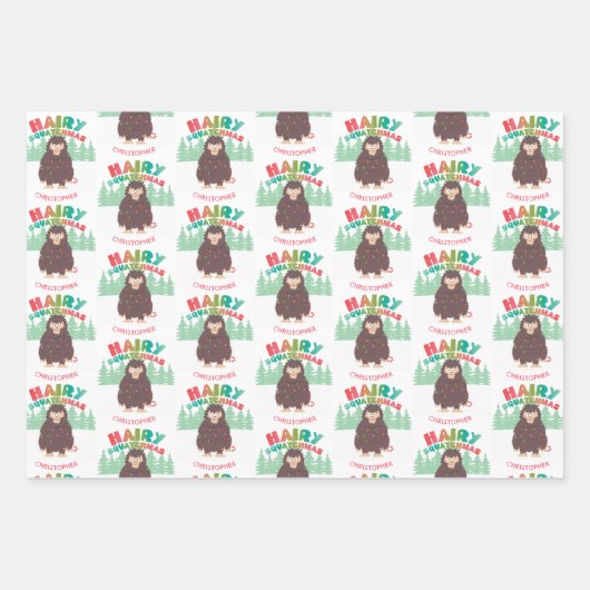 Bigfoot Sasquatch met naam papierbladen overvullen Inpakpapier Vel (Voorkant)