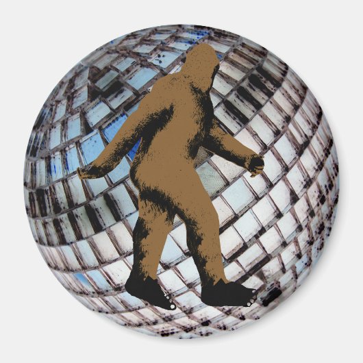 Bigfoot Sasquatch op Disco Ball Magneet (Voorkant)