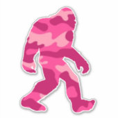 Bigfoot Sasquatch Pink Camo Sticker (Voorkant)