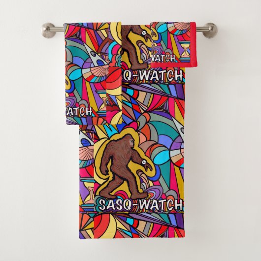 Bigfoot Sasquatch polshorloge Pun Art Bad Handdoek (Insitu)