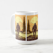Bigfoot Sasquatch Retro Art Koffiemok (Voorkant links)