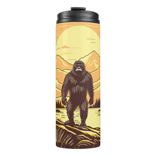 Bigfoot Sasquatch Retro Art Thermosbeker (Voorkant)