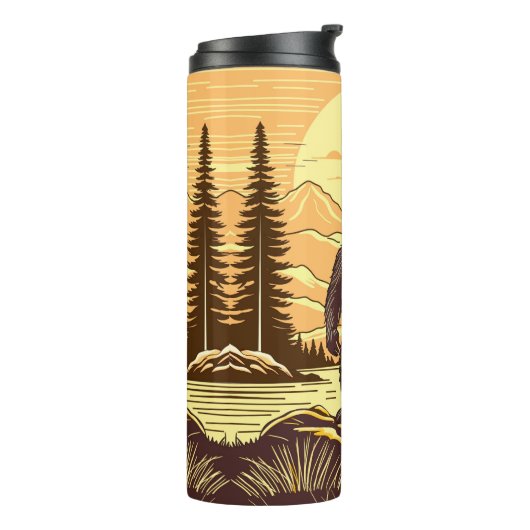 Bigfoot Sasquatch Retro Art Thermosbeker (Gedraaid links)