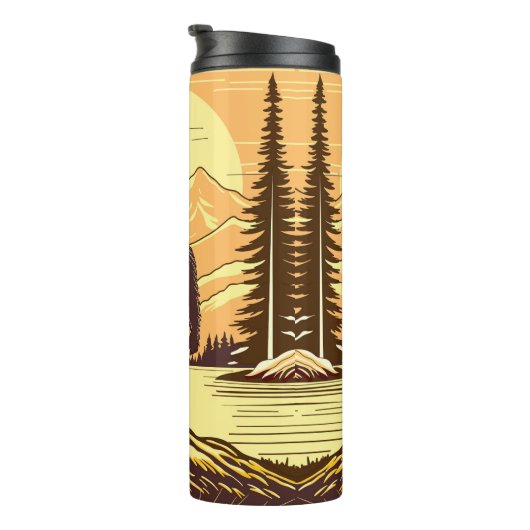 Bigfoot Sasquatch Retro Art Thermosbeker (Geroteerd rechts)