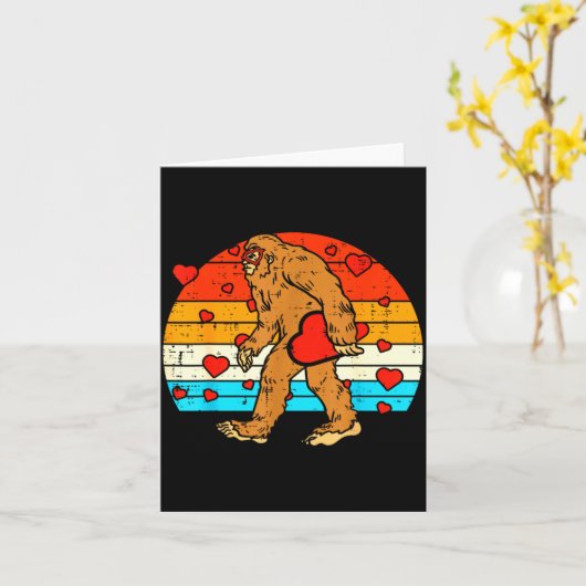Bigfoot Sasquatch Retro Heart Funny Valentines Day Kaart (Gele Bloem)
