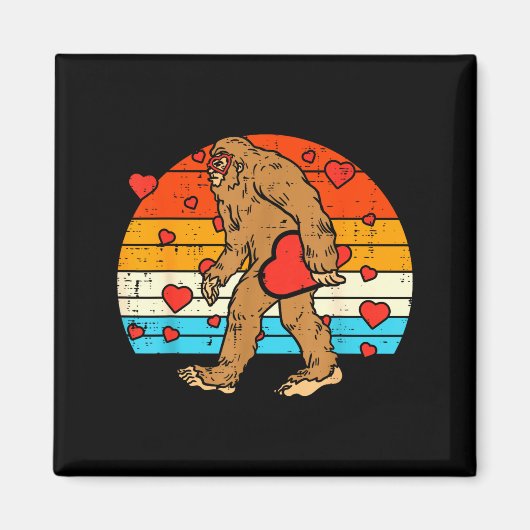 Bigfoot Sasquatch Retro Heart Funny Valentines Day Magneet (Voorkant)