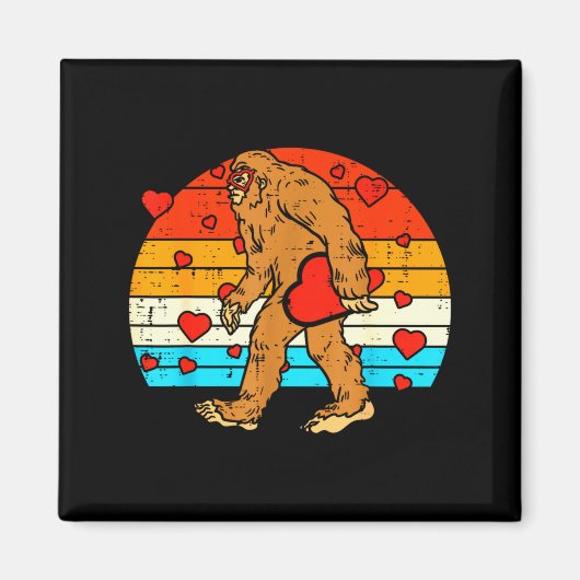Bigfoot Sasquatch Retro Heart Funny Valentines Day Magneet (Voorkant)