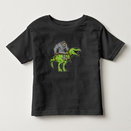 Bigfoot Sasquatch Riding Dinosaur T rex Kinder Shirts (Voorkant)