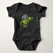 Bigfoot Sasquatch Riding Dinosaur T rex Romper (Voorkant)